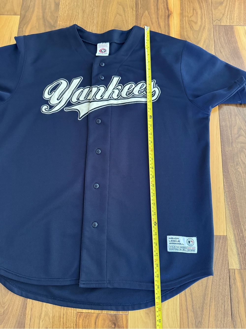 Vintage MLB New York Yankees Derek Jeter #2 True Fan Baseball Jersey L Navy - Picture 8 of 12
